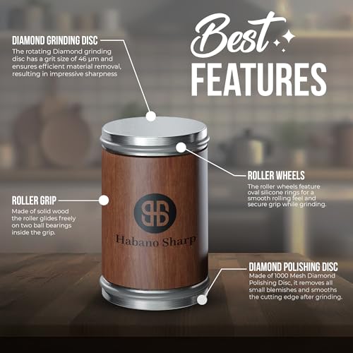 image for Habano Sharp Rolling Knife Sharpener Kit - Diamond Sharpening Tool for