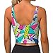 Women Girls Sports Vest U-Shaped Back Cozy Athletic Tops with Pads Elastic Fast Dry Tops Shirts for Yoga Fitness, 80S 90S Fashion Style Geometric Colorful Art