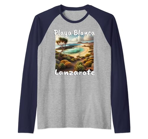 Playa Blanca Lanzarote Vacaciones Playa Desierto de Dunas Camiseta Manga Raglan