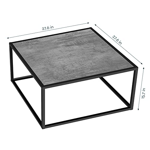 SAYGOER Square Coffee Table Modern Coffee Tables for Small Space Low Center Table for Living Room Office, Wood Top with Metal Frames, Gray Wood