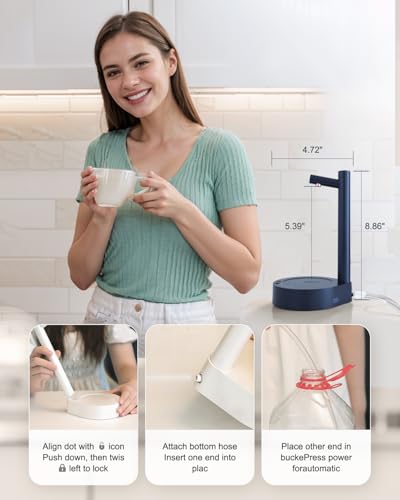 Dispensador de agua de cabecera USB, bomba para botellas de 5 galones portátil y hogar 5