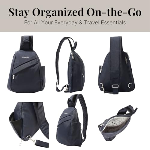 Image of Baggallini Medium Sling Backpack - 9 inchx11 inch Lightweight Sling Bag with Convertible Adjustable Shoulder Strap