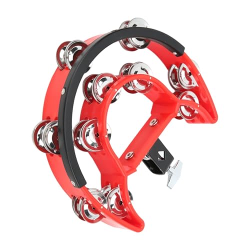 DYNWAVE Hi Hat Tambourine Drum Set Percussion Accessories Double Row Bells Music Rhythm Tambourine Hand Bell Rattle for Concert Party