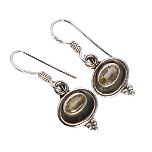 Boucles d'oreilles citrine ovale facettée en argent sterling 925