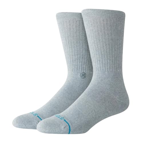 Stance Fred Denim Crew : chaussettes mi-hautes en coton peigné bleu denim
