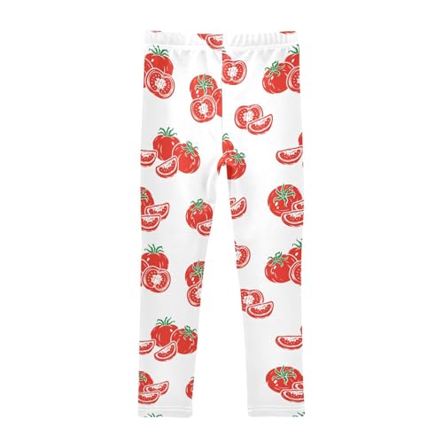 Slice of Tomato and Red Tomatoes Girls Leggings,Workout Leggings for Girls Toddler Athletic Leggings Size for 3-10T2