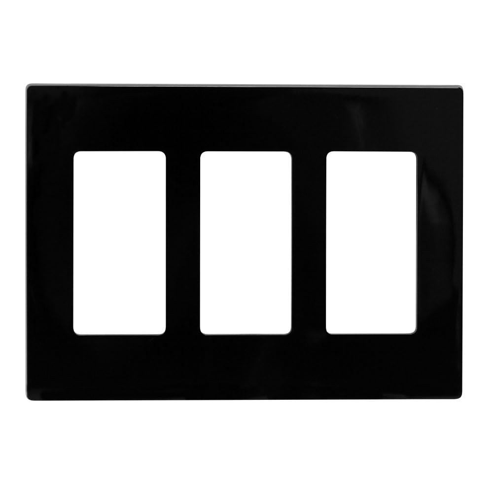 Leviton 80311-SE 3-Gang Decora Plus Duvar Plakası Vidasız Geçmeli Montaj, Siyah
