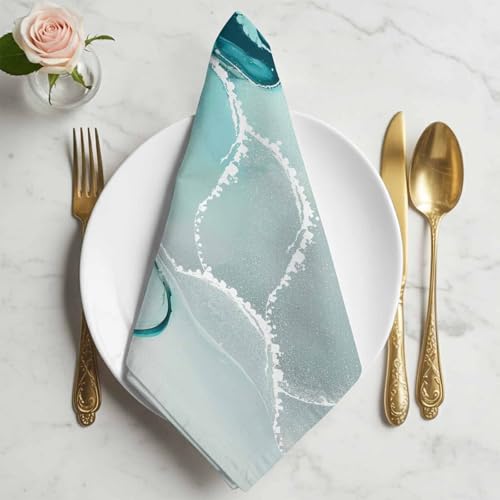 Servilletas de tela modernas Aqua Marble, set de 4 miniatura 2