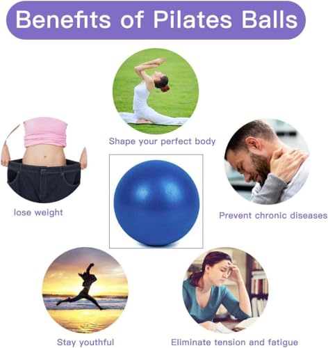 Mini Pilates 6 inch Exercise Ball for Yoga,Small Pilates Core Training and Physical Therapy, Improves Balance Home & Gym & Office with Pump(Purple)