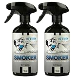 The Stink Solution Smoke Odor Eliminator Spray - Completely Remove Smoke Smell From House, Car, Clothes, Hands, Hair, & More - Best Odor Eliminator For Smoke - Sky Blue Fragrance - 2 16 oz Bottles