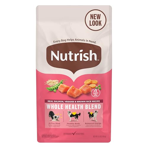 Nutrish Real Salmon, Veggies & Brown Rice Recipe Whole Health Blend Dry Dog Food, 5.5 lb. Bag, Packaging May Vary (Rachael Ray)