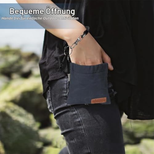 Leckerlibeutel für Hunde, Freihändige Hundeleckerlitasche mit Karabiner, Kleine Futterbeutel für das Hundetraining, Hundeleckerlitasche Automatischem Verschluss Welpen Leckerlitasche (Schwarz)
