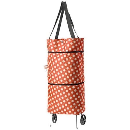 Amazon ノーブランド品 軽いキャスター付き ショッピング キャリーバッグ オレンジドット ノーブランド品 ショッピングキャリー 通販