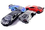 HCK Set of 4 2017 Lambo Aventador SV - Pull Back Toy Cars 1:32 Scale (Black, Blue, Red, Grey)