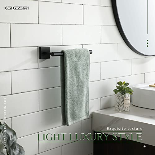 Image of KOKOSIRI Towel Bar Matte Black Bathroom Hardware Hand Towel Rails Wall Mounted Kitchen Toilet Cabinet Paper Holder 2 Pack, Stainless Steel B3008BK-P2