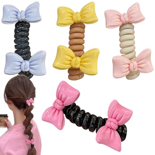 Cintas para cabello fino, coleteros gruesos para el teléfono, 4 piezas, bonitos soportes para cola de caballo para mujeres, para adolescentes, rizados, largos, gruesos, niños, viajes, entrenamiento