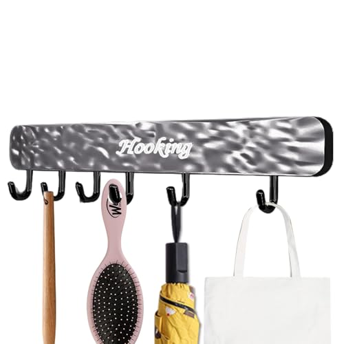 Tianeri Ganchos para armario de cocina, ganchos ajustables para utensilios de cocina, ganchos adhesivos sin perforar ollas y sartenes, ganchos organizadores para ropa y paraguas
