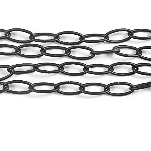 LNC 19-Feet Pendant Lighting Fixtures Chains Ceiling Extra Loop Extension for Chandelier 2 Buckles, Black - Image 4