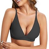 Rolral Jelly Buttery Soft Comfortable Bra for Women, Wireless Push Up Deep V Plunge Bra for Seamless Support and Lift Onyx Black