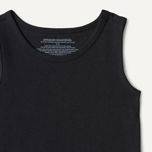 Amazon Essentials Boys' Cotton Jersey Tank Top Undershirt, Pack of 5, Black, Medium - 3