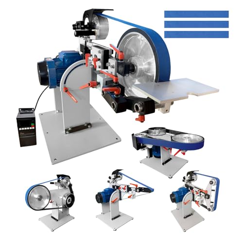 JLD 2 * 72-82Belt Grinder Sander, equipped with 2.2KW VFD, three sets of grinding heads, and 3 zirconia corundum sand belts (60 100 180) compatible with 2 * 72 sand belts