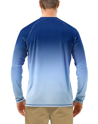 Image of Roadbox Mens UPF 50+ UV Sun Protection Shirts Outdoor Long Sleeve SPF Rash Guard for Fishing Hiking Swimming Running