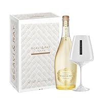 SCAVI & RAY Geschenkset – Moscato Frizzante mit Designglas – 0,75L, 8,5% Vol. Alkohol, Leichter Perlwein mit fruchtiger Süße – Edles Präsent für stilvolle Anlässe