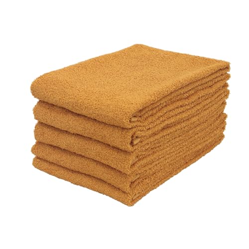 泉州タオル(Senshu towel) ミニバスタオル 5枚(マスタードイエロー)40cm×120cm 500匁 国内製造 フェイスタオル 以上 バスタオル 未満