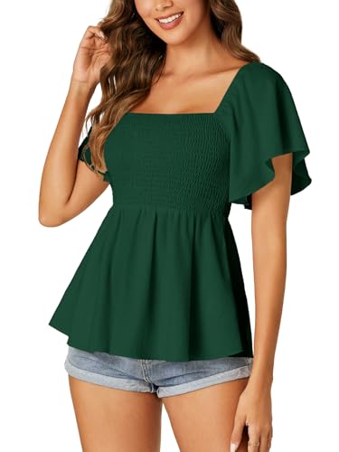 Image of LYANER Women's Square Neck Cute Peplum Top
