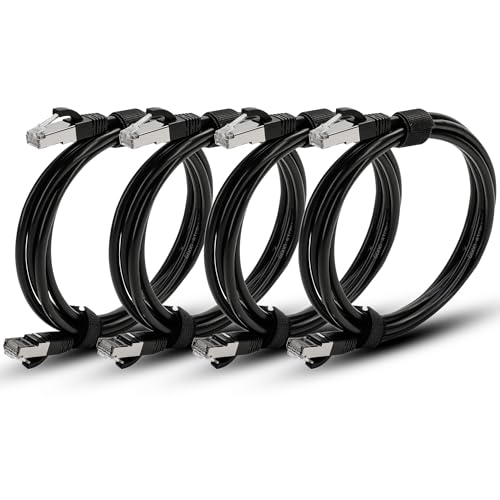 Image of CAT 8 Ethernet Cable, 6ft (4 Pack) Ultra High Speed 40Gbps 2000MHz 30AWG CAT8 Cable LAN Internet Network Cord with Metal Plated RJ45 Connector for Gaming,Router,Modems,PC(6ft /4 Pack) (GS4PC8-01)