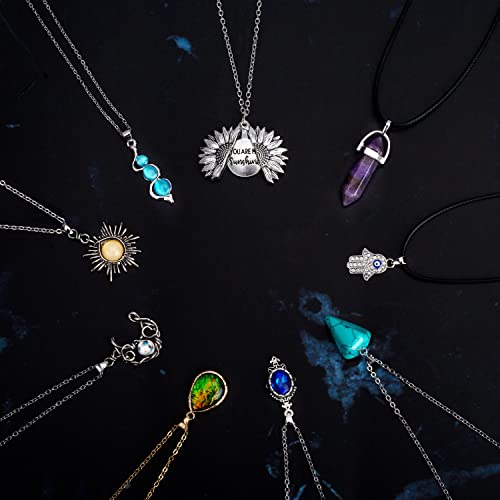 Lyroo 20 Pcs Crystals Necklaces Spiritual Evil Eye Necklace Vintage Sun And Moon Necklace Aesthetic Jewlry Butterfly Pendant Turquoise Boho Necklces For Women Teen Girls Trendy Gifts #TOP4