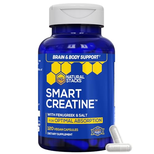 Creatine Monohydrate - 2500mg Creatine Capsules - 450mg Fenugreek Extract & 250mg Himalayan Pink Salt - Supports Brain Health, Endurance & Muscle Building - Advanced Absorption Formula - 120 Capsules