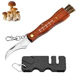 Uhuvsji Mushroom Knife 2-Piece Set with Large 21cm Blade and Sharpener, Professional Foraging Tool for Outdoor Enthusiasts and Campers, Crafted from Rosewood and ABS Materials