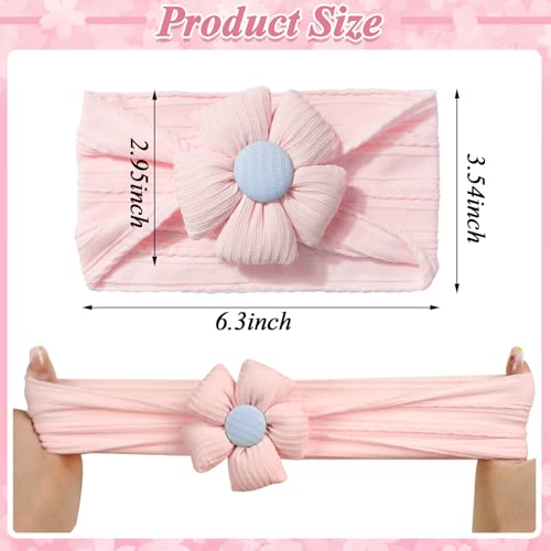 6 Pcs Baby Headbands Baby Girls Flower Headbands Soft Comfortable Elasticity Nylon Hairbands for Newborn Infant Toddlers Essentials Accessories (Blue, One Size)2