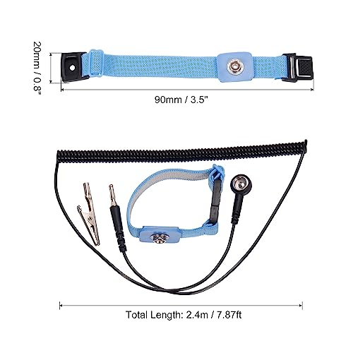 Image of MECCANIXITY ESD Anti Static Strap 7.87ft Blue Black Adjustable ESD Anti-Static Ankle Strap for Computer Electronics Repair