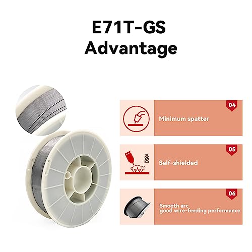 Fox Alloy E71T-Gs 0.035'' 10 Lb Flux Core Gasless Mig Wire Spool Welding Wire Mild Steel Filler Meta (0.035'') #TOP4