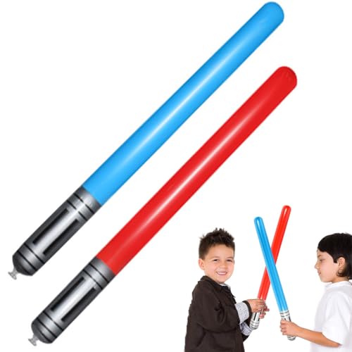 OHREN Set de 2 Espadas Láser Inflables - Accesorio para Disfraces, Fiestas Temáticas y Cumpleaños Infantiles (90 cm)