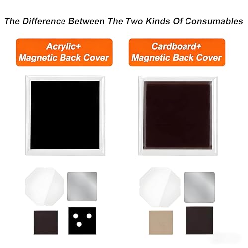 Lot de 500 aimants de réfrigérateur carrés de 5,1 x 5,1 cm - Fournitures pour loisirs créatifs - 500 boutons magnétiques en acrylique - Machine non incluse