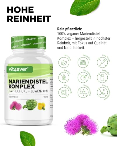 Foto von vit4ever Mariendistel Artischocke Löwenzahn - 240 Kapseln