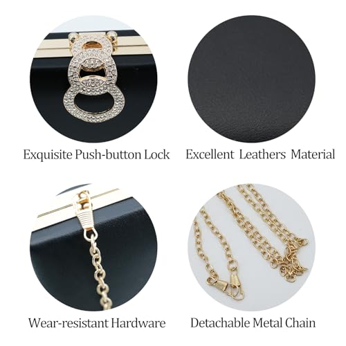 Image of Clutch Purse for Women, Evening Bag with Removable Chain Strap Elegant Handbag for Wedding /Prom /Cocktail /Party