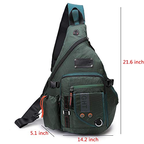 DDDH-Large-Sling-Bags-Crossbody-Backpack-141-Inch-Chest-Daypack-Travel-Bag-Book-Bag-for-MenWomenGreen