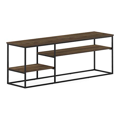 Image of Furinno Moretti TV Stand for TVs up to 65 Inch, 3-Tier Rustic Brown Entertainment Center, Open Back TV Console with Cable Management, for Living Room, Bedroom, Brown Walnut