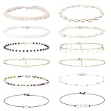 ❤CHOKER NECKLACE SET❤ 12PCS verschiedene Stile beliebte Chokerhalskette ein Set, Perlenschalenhalsband, Muschelhalskette, Perlenschnurhalsband, Sternhalsband, Steinkette, Perlenhalskette. Stilvoller und zarter, schicker Schmuck für Frauen.