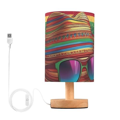 WDdZzyy Cinco De Mayo Mexican Hat Gafas de Sol Lámparas de Mesa Lámpara USB Pasillo Moderno