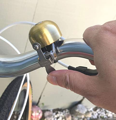 Crane Bike Bell, Scotch Brite Brass E-Ne Bicycle Bell, Made in Japan for Road Bikes or Mountain Bikes, Fits All Handle Bar Sizes & Types
