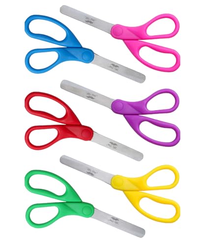 Mr. Pen Kids Scissors - 6 Pack, 5 Inch, Colored Toddler Safety Scissors for Kids