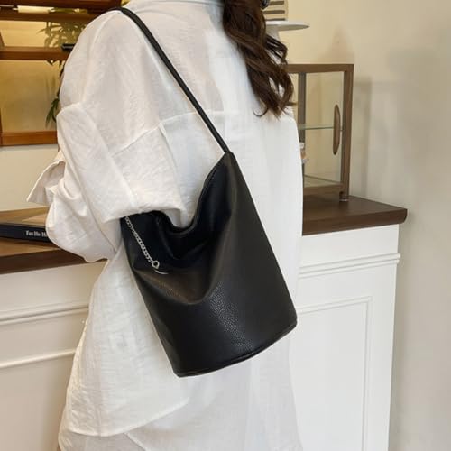 Bucket Bag for Women Soft Leather Shoulder Bag Handle Shoulder Purse with Zipper Pocket Commuter Tote Underarm Purse2