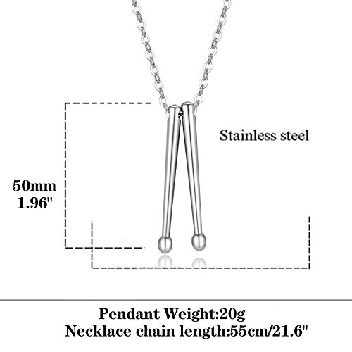 Azfvbql Rock Drumstick Pendant Necklace For Men Drummer Gifts Stainless Steel Cross Drum Stick Necklaces #TOP5
