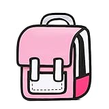 Yinilomo 3D Jump Style Kawaii Backpack Sketch Cute Cartoon 2D Drawing from Comic Paper Anime School Supplies Fun Daypack (Pink)