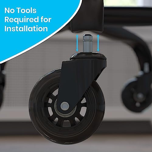 Flash Furniture Waylon Set Of 5 Transparent Polyurethane Replacement Wheels For Gaming, Business, And Home Office Chairs - Suitable For Hardwood & Carpet #TOP4